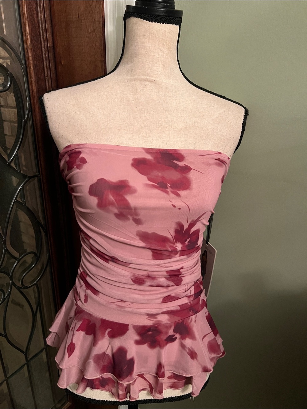 Strapless Pink Floral Top
